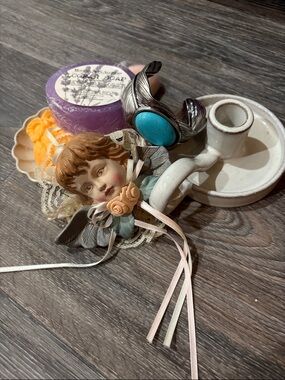 Turquoise Stone Silver Cuff Bracelet and miscellaneous items